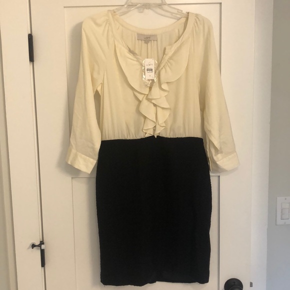 LOFT Dresses & Skirts - Silk ruffle top, textured bottom dress. NWT. Loft